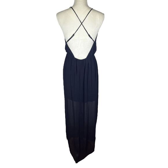 Rory Beca Chase Maxi Dress Almost Black Side Slit V-Neck Strappy Size Small NEW - Picture 4 of 9